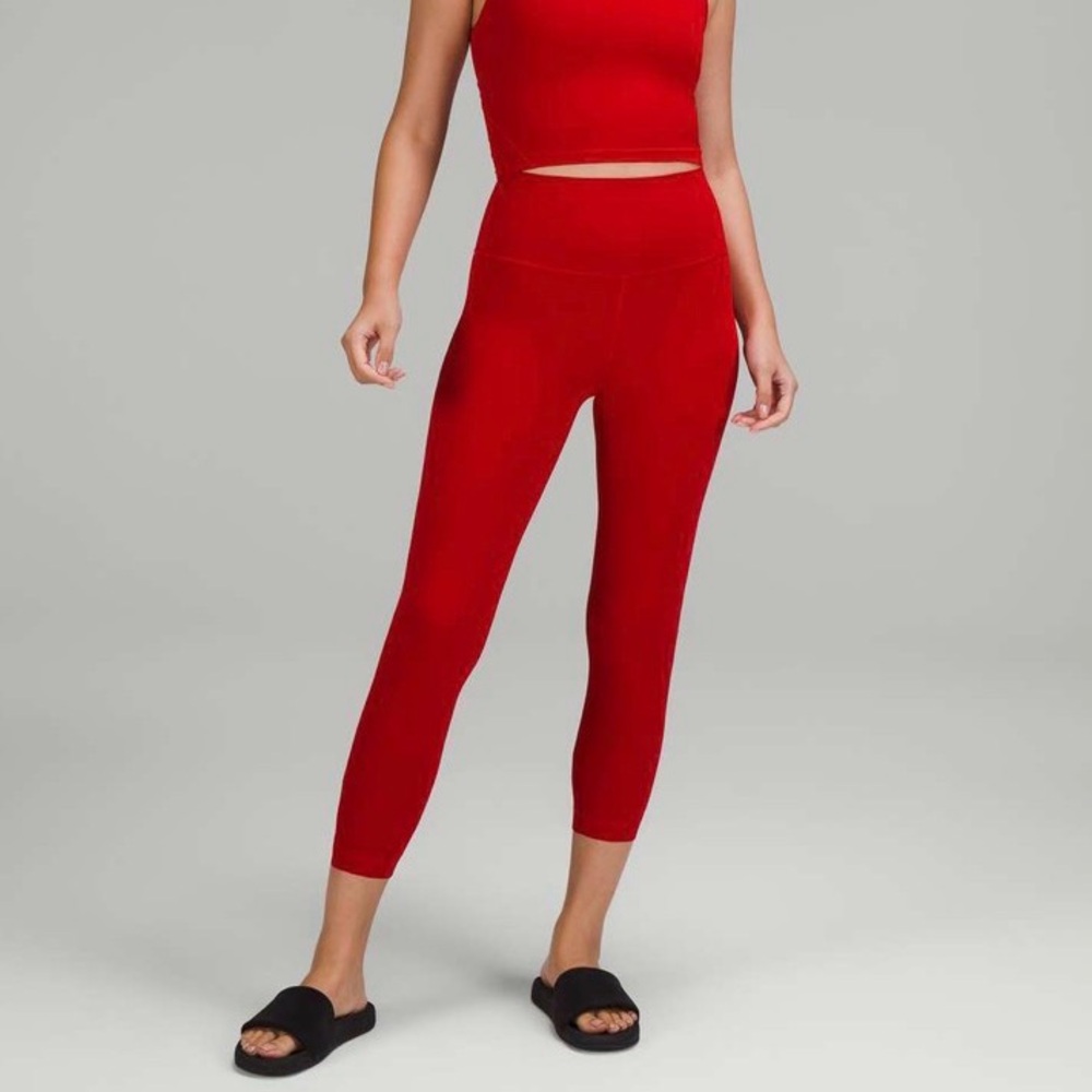 BNWT Lululemon Align Crop 23” Lunar New Year Dark Red size 4 High Rise